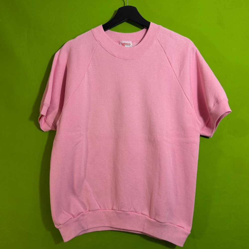 Vintage Sunbelt Sportswear Pink Short Sleeve Raglan Sweatshirt Large